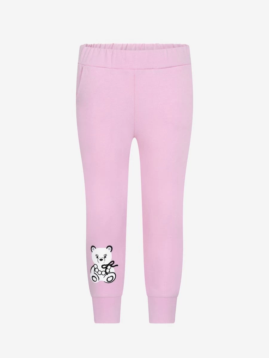 Simonetta Girls' Cute Bear Print Joggers - Soft Comfortable Lounge Pants for Kids