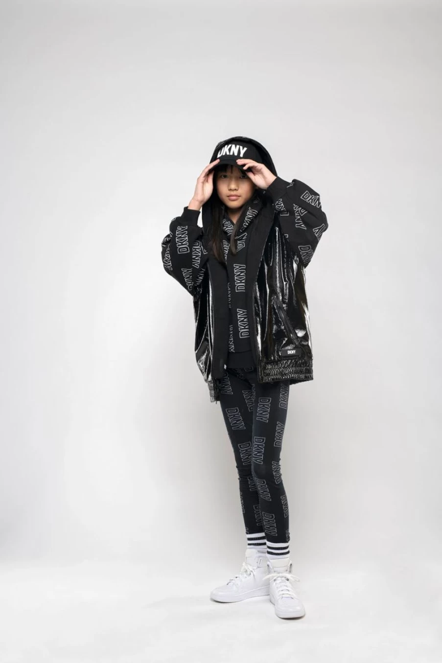 DKNY Girls Black Logo Leggings for Kids - Stylish & Comfortable