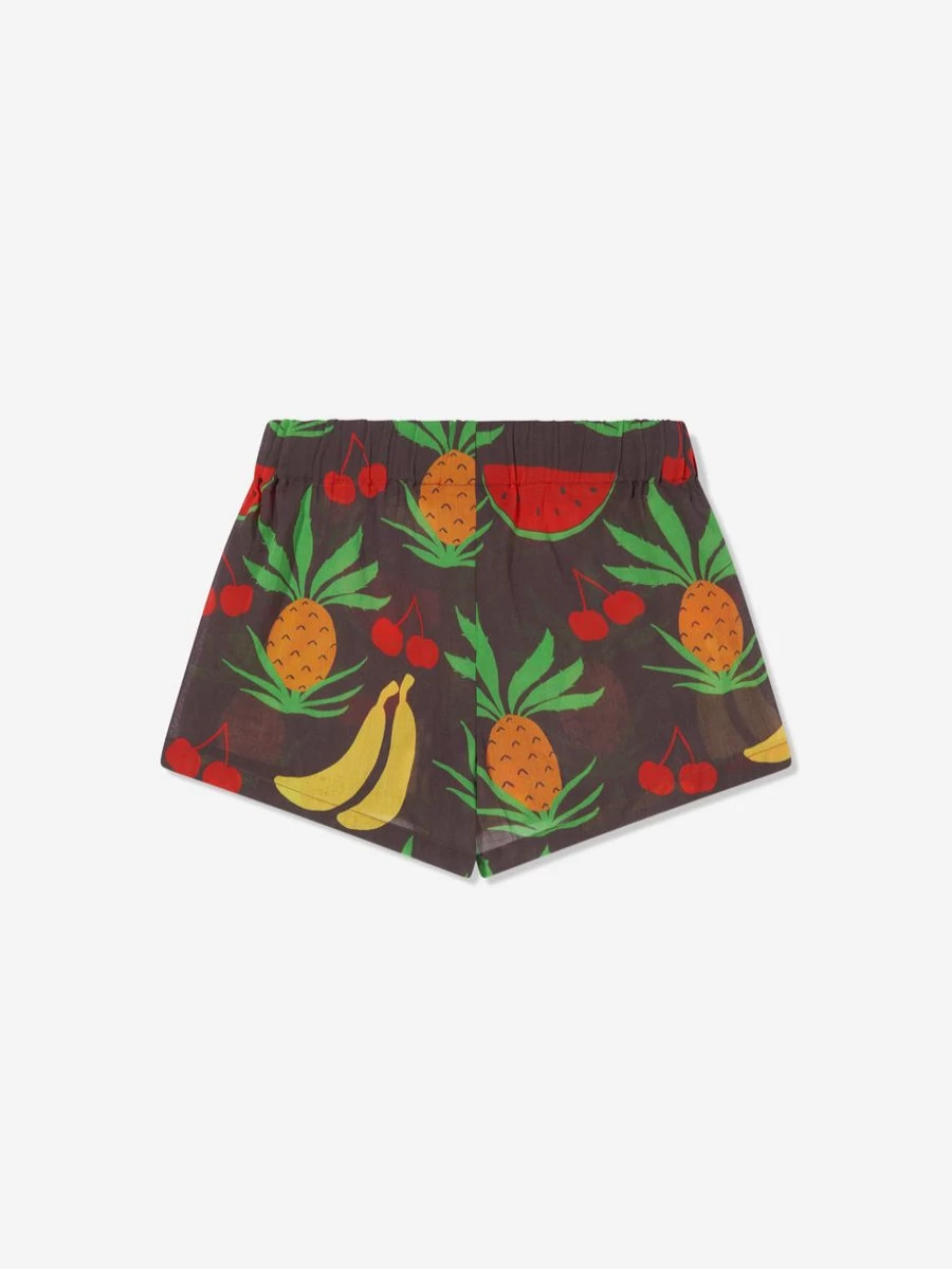 Mini Rodini Boys' Organic Cotton Brown Shorts with Fun Fruit Print - Eco-Friendly Kids Apparel