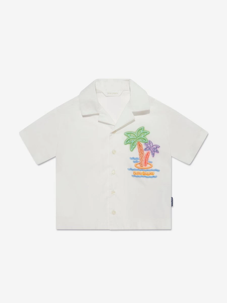 Palm Angels Boys White Neon Palms Short Sleeve T-Shirt