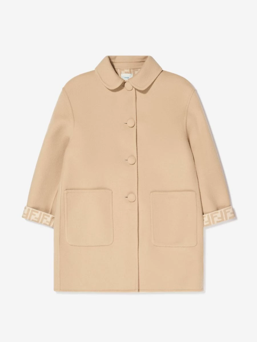 Fendi Kids Girls' Logo Print Coat | Designer Winter Jacket for Girls