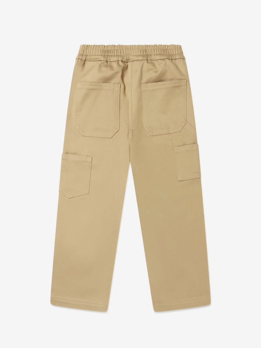 Off-White Teen Beige Camo Carpenter Pants with Logo for Boys