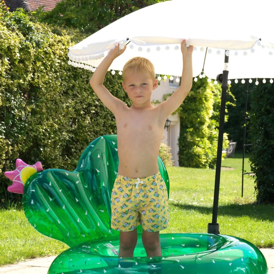 Rachel Riley Boys' Yellow Coconut Swim Shorts - Quick Dry Beach Shorts for Kids