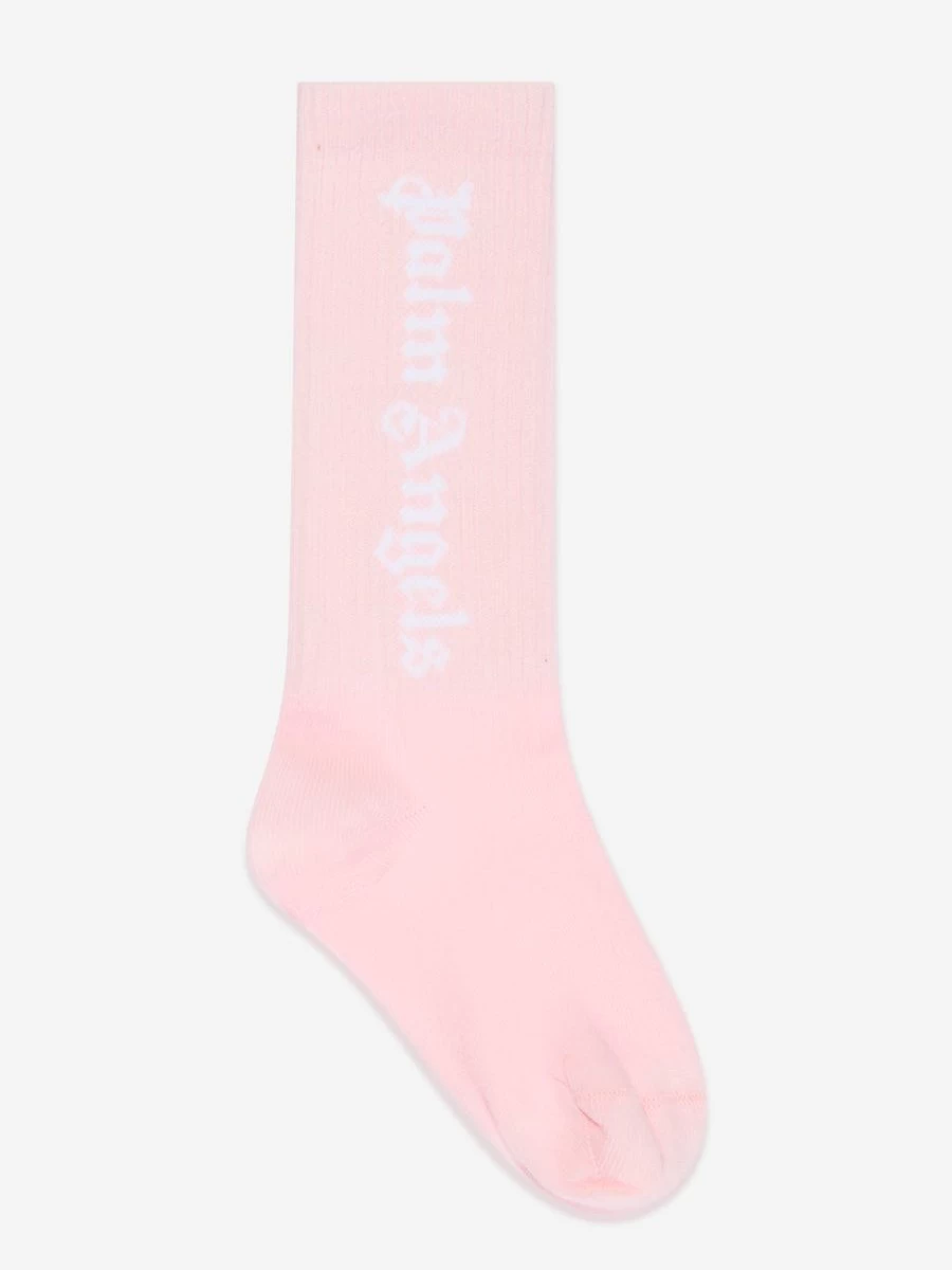 Palm Angels Girls Pink Logo High Socks for Fashion & Comfort