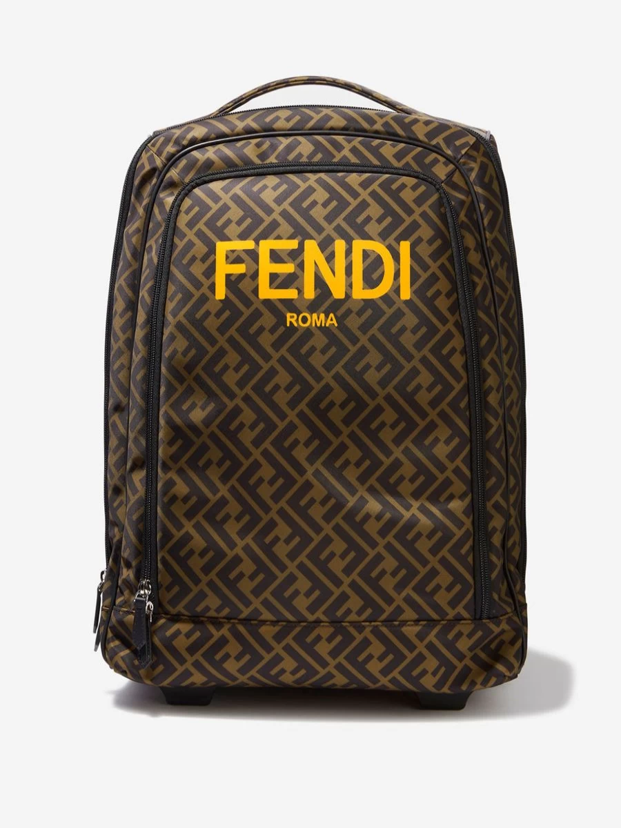 Fendi Kids Girls' FF Logo Trolley Suitcase | 40cm Carry-On Luggage for Travel