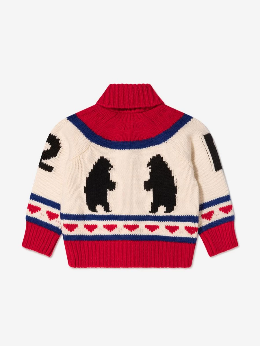 Dsquared2 Kids Boys Wool Knitted Zip Up Jumper | Winter Warm Casual Sweater