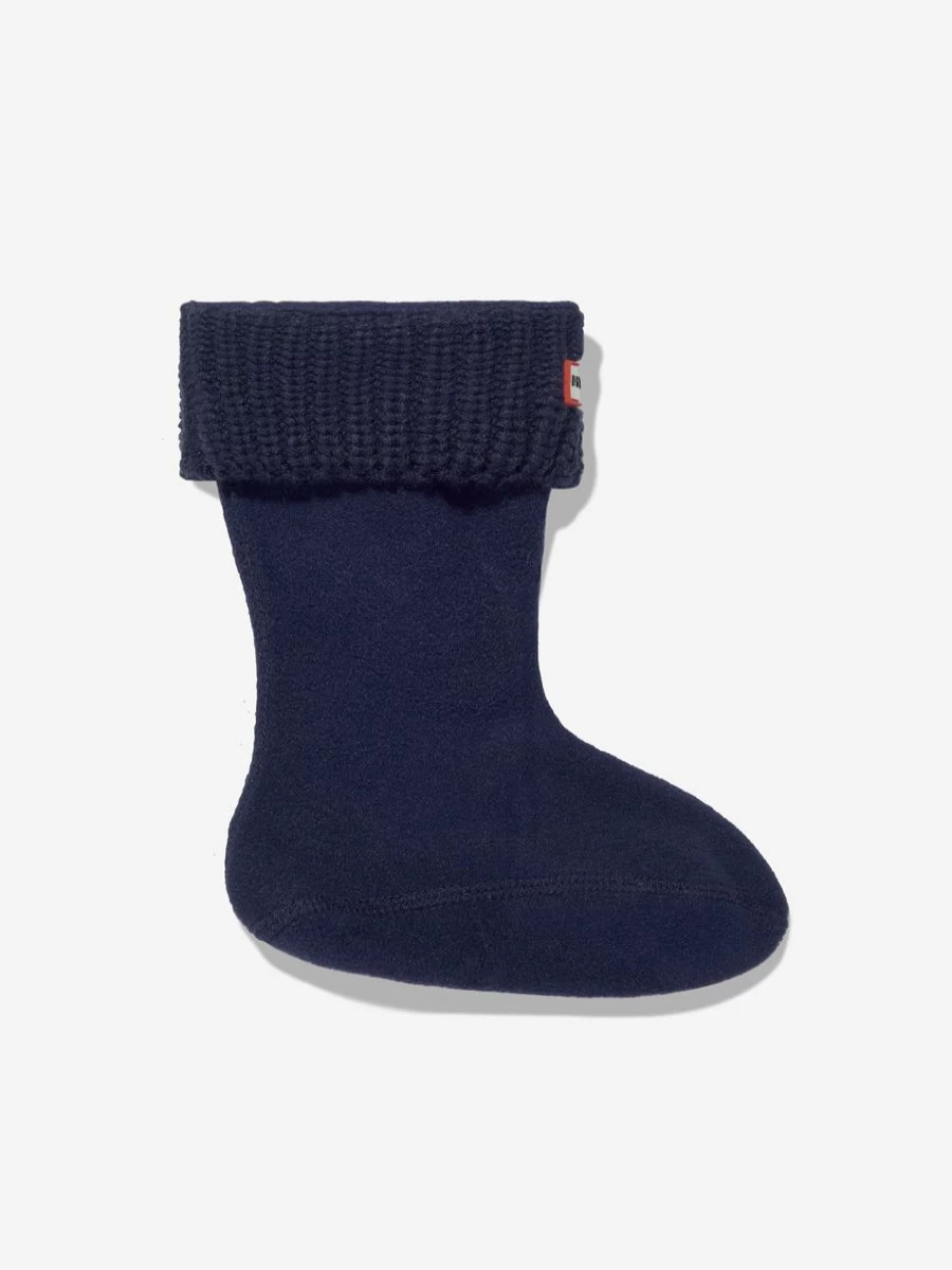 Hunter Boys' Recycled Half Cardigan Boot Socks - Navy Blue Eco-Friendly Kids' Socks