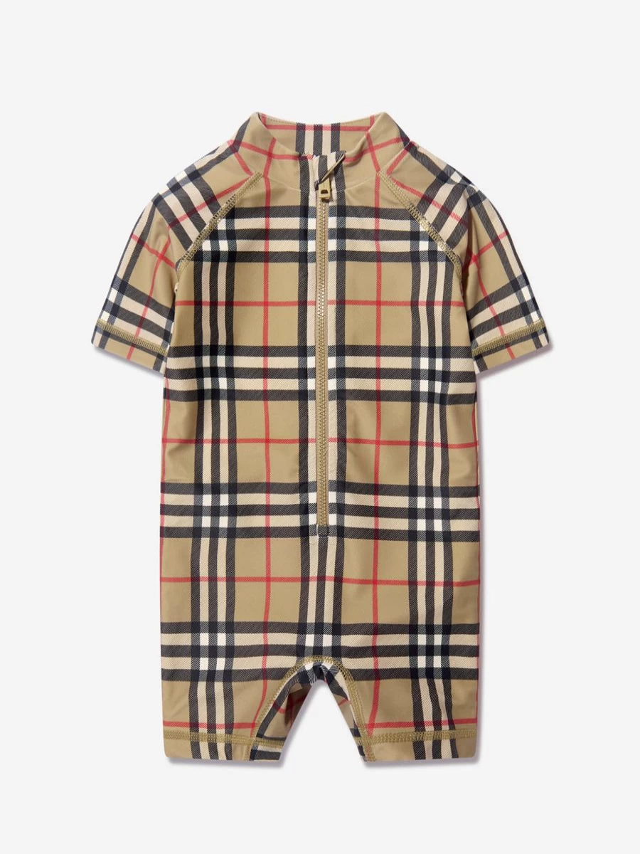 Burberry Kids Boys Beige Fisher Check Rash Vest - Childsplay Clothing