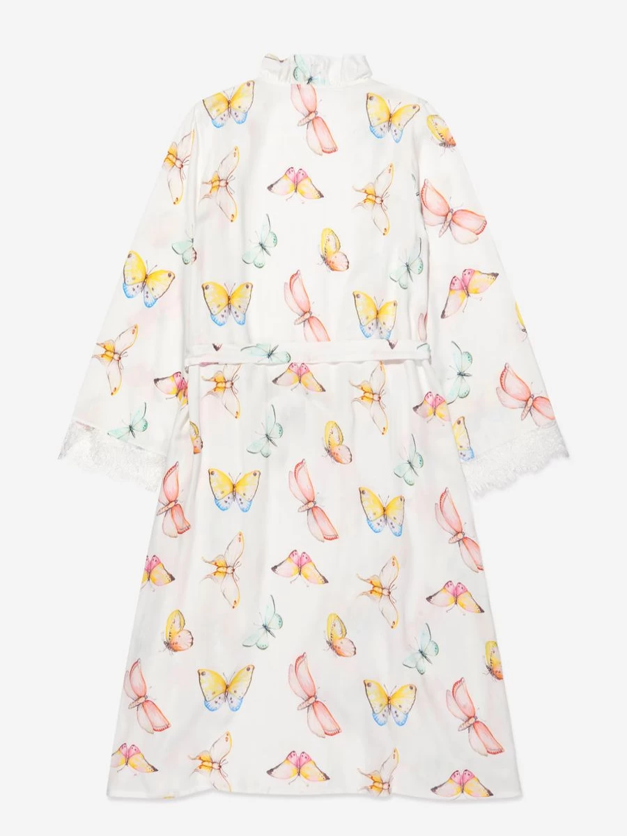 Amiki Girls Butterfly Print Sofia Dressing Gown - Soft Kids Robe for Girls