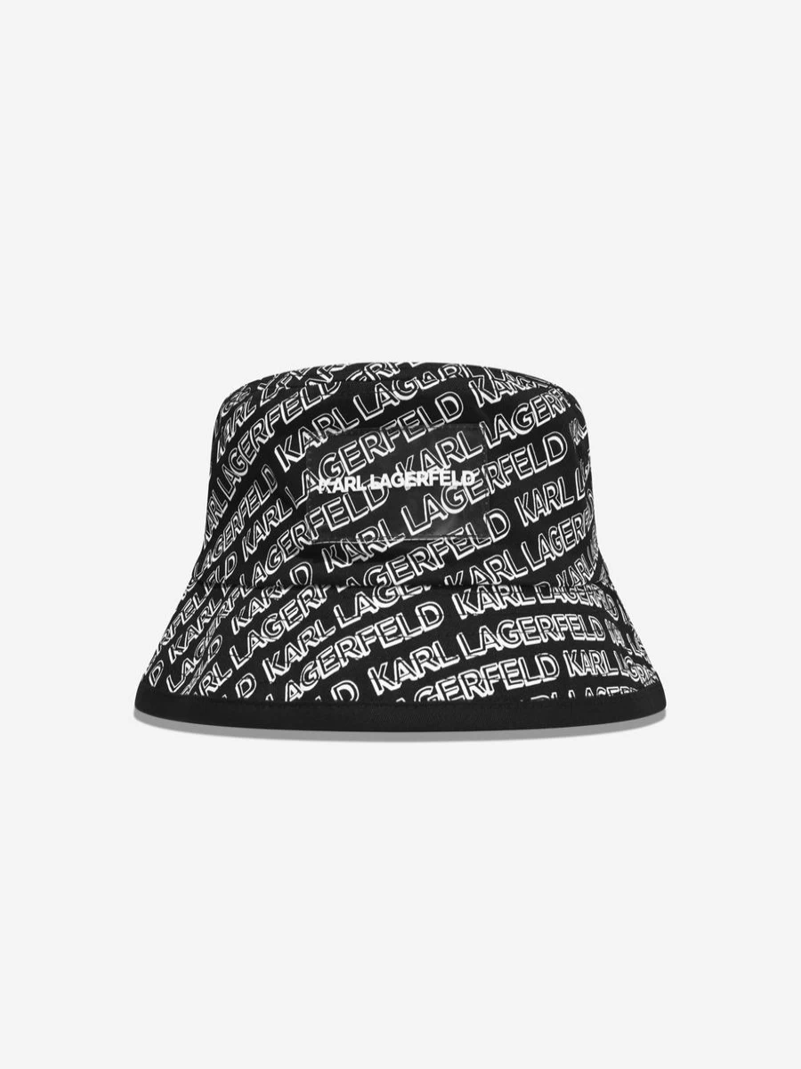Karl Lagerfeld Teen Boys Black Logo Bucket Hat