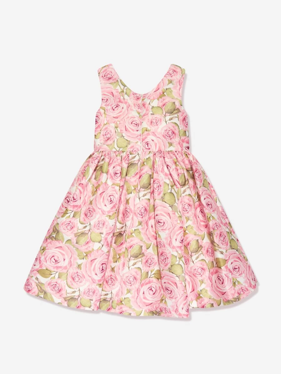 Mama Luma Girls Pink Rose Floral Dress for Toddlers and Kids