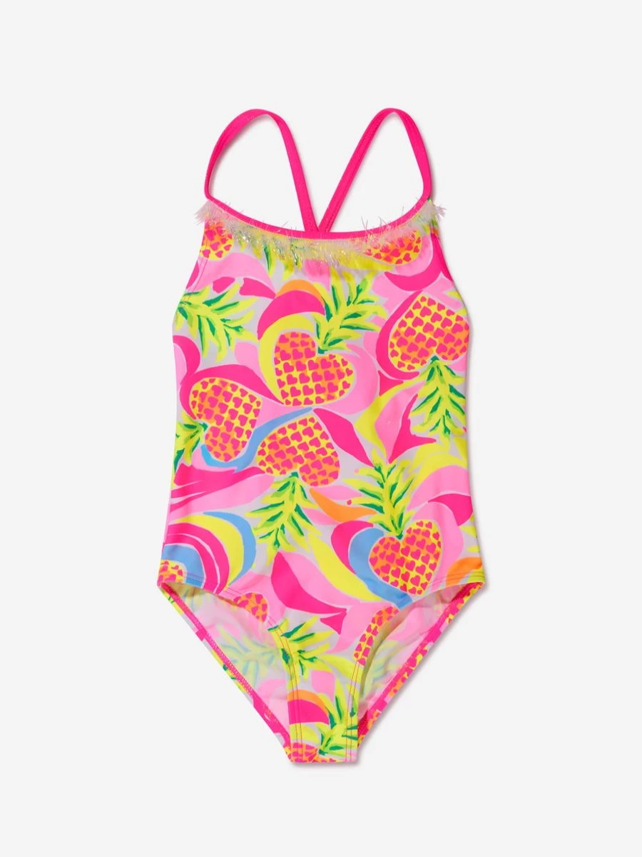 "Billieblush Girls' Heart Print Multicolored Swimming Costume"