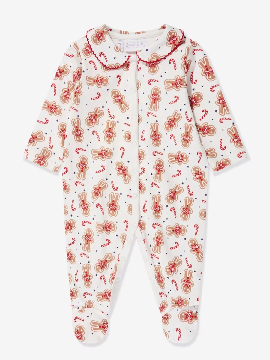 Rachel Riley Girls' White Gingerbread Babygrow - Festive Christmas Outfit