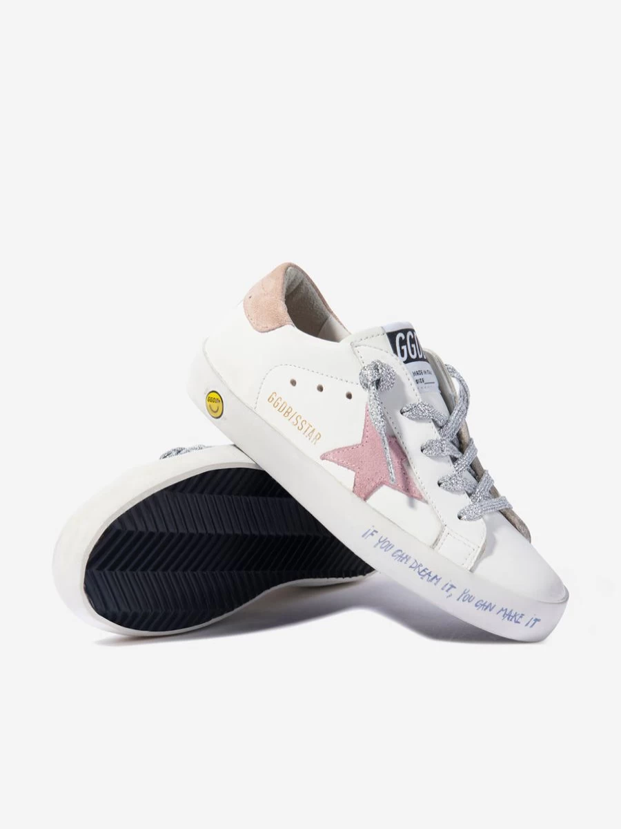 Golden Goose Kids White Leather Super Star Sneakers for Girls