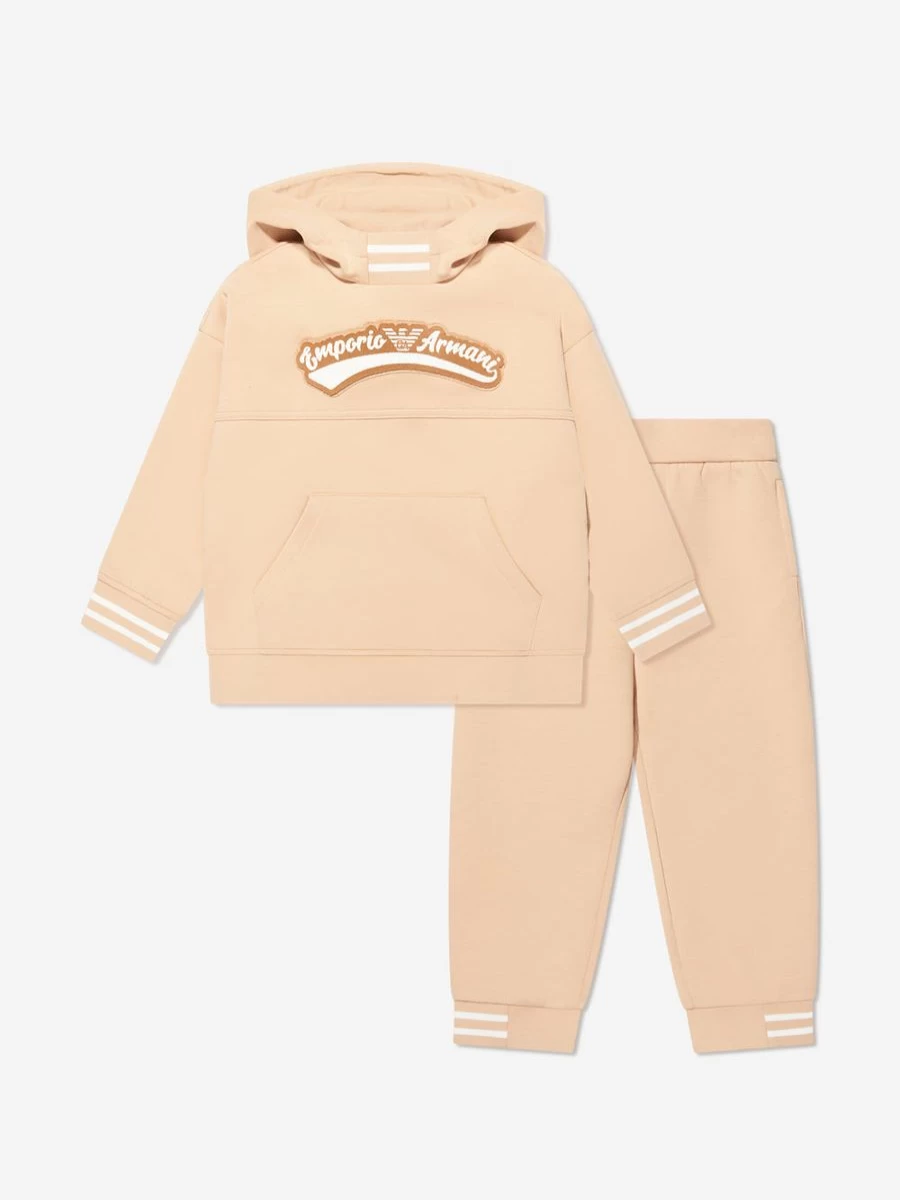 Emporio Armani Teen Beige Logo Tracksuit for Kids - Stylish Comfort & Branded Design