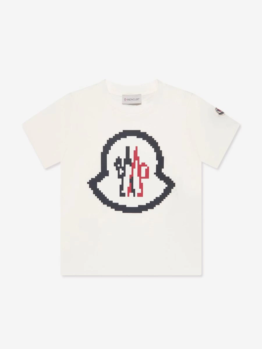 Moncler Enfant Boys' White Logo T-Shirt | Classic Cotton Tee with Branded Design