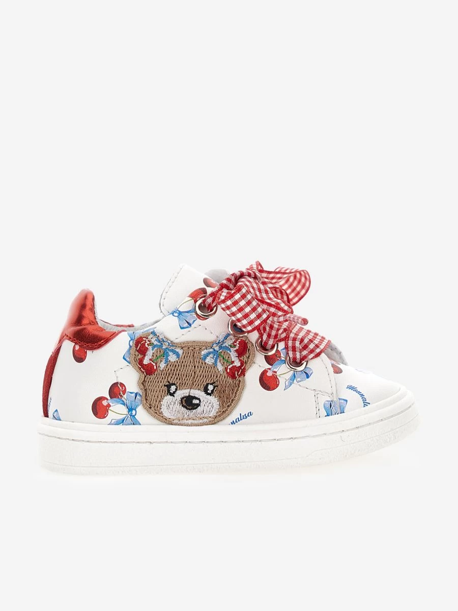 Monnalisa Girls White Teddy Bear Sneakers Trainers for Kids