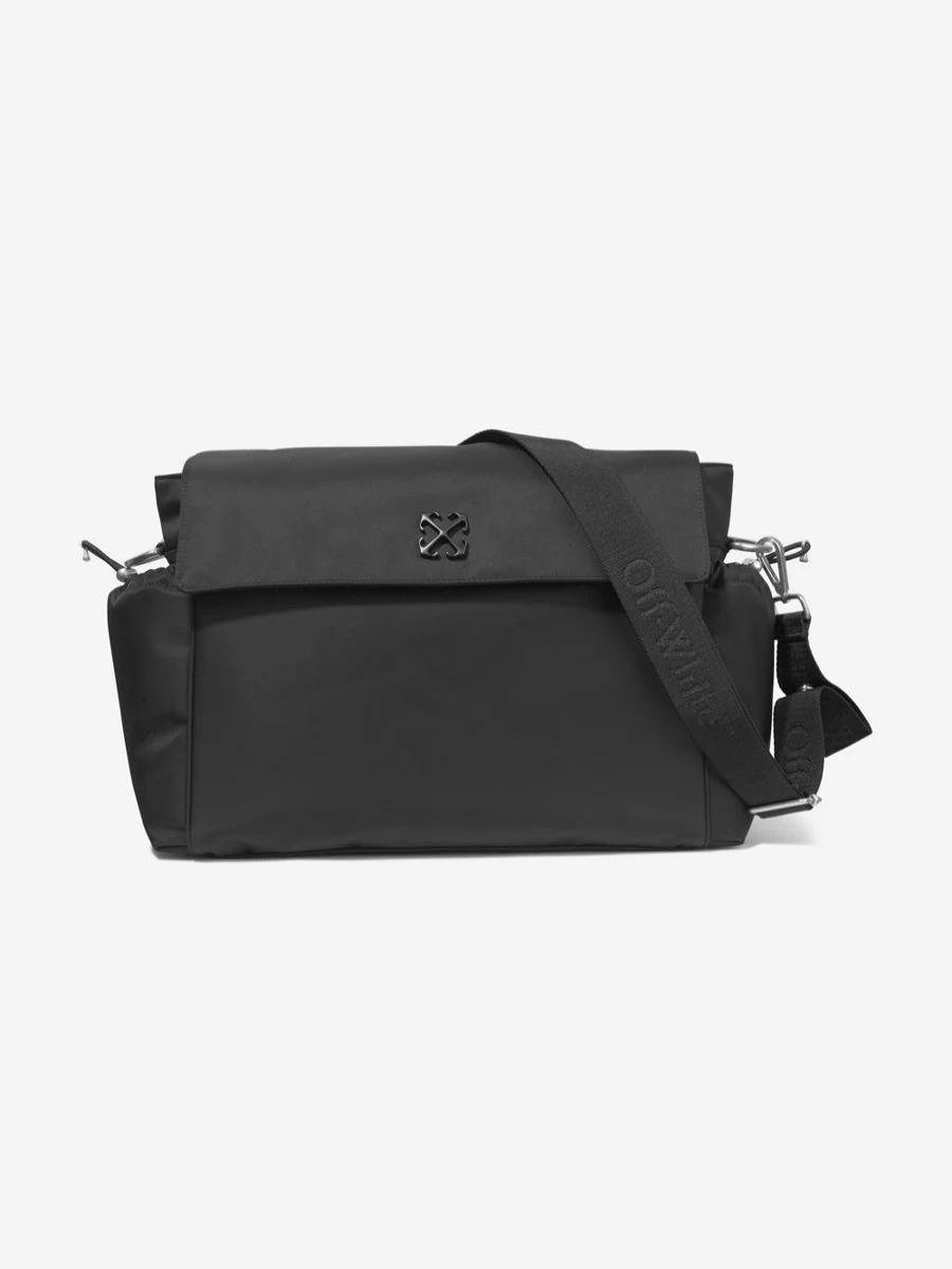 Off-White Baby Boys Arrow Soft Changing Bag - Black Diaper Bag for Infants, 42cm Compact Nursery Travel Organizer