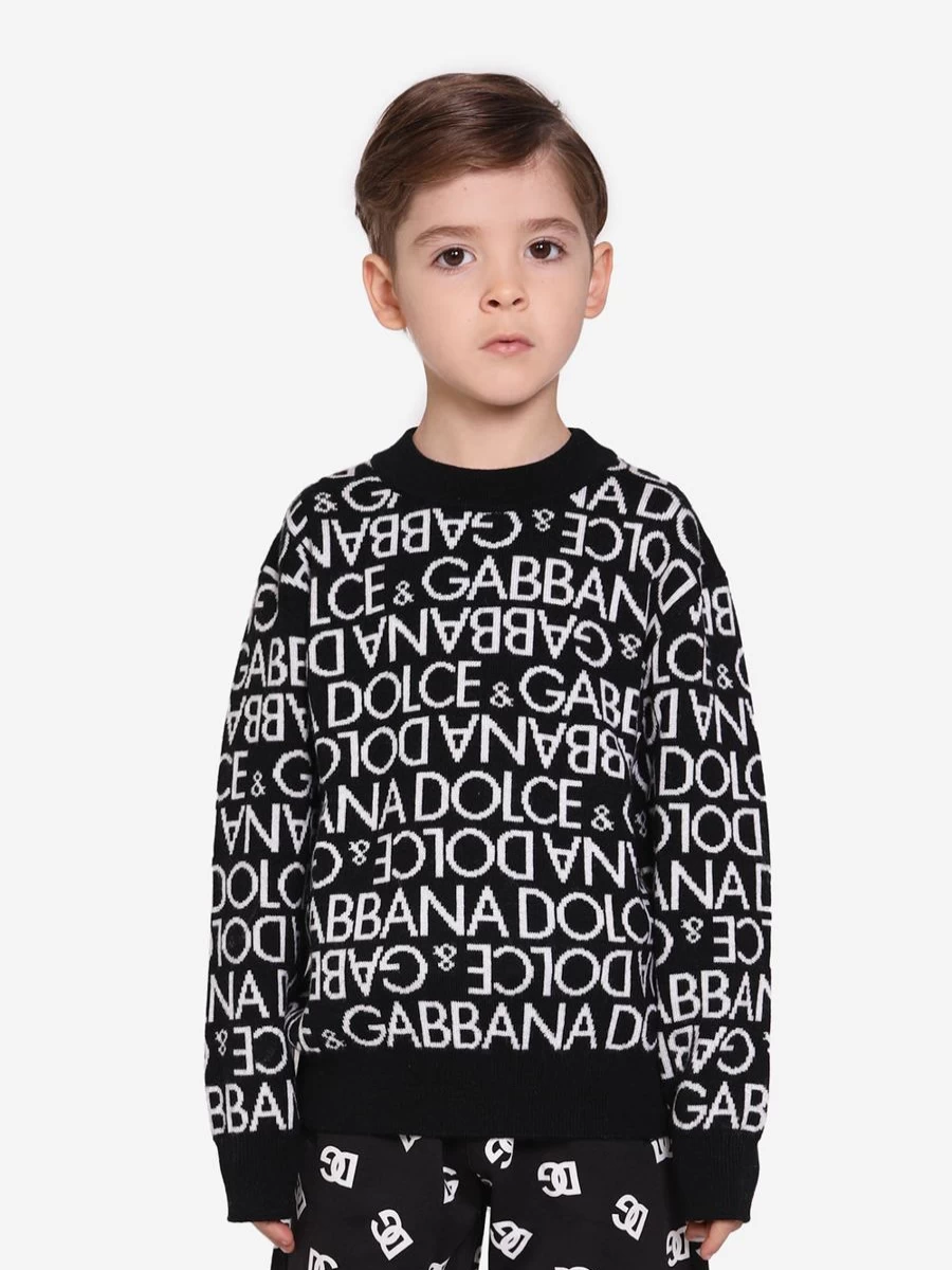 Dolce & Gabbana Kids Boys Black Wool Logo Jumper