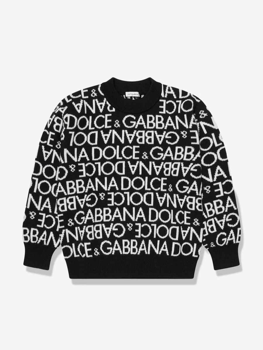 Dolce & Gabbana Kids Boys Black Wool Logo Jumper