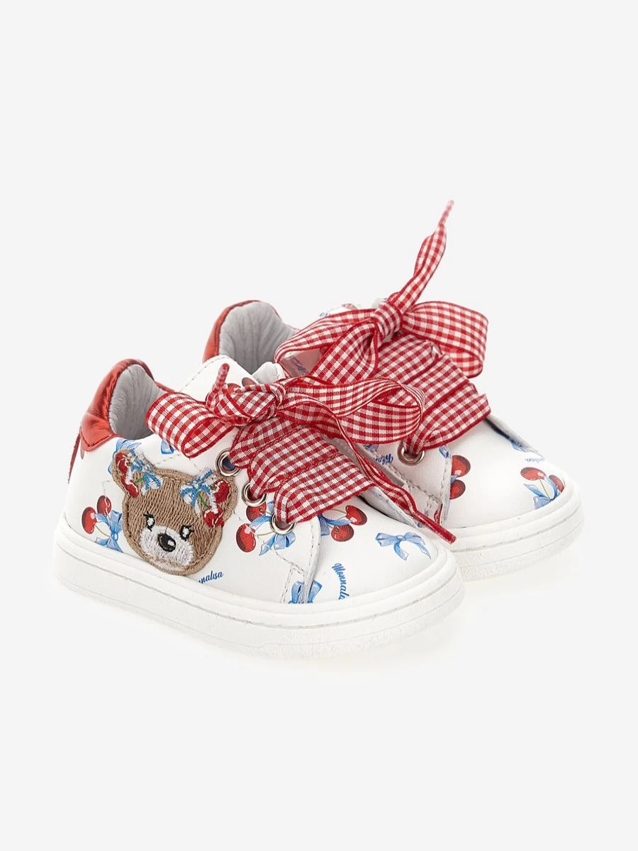 Monnalisa Baby Girls White Teddy Bear Sneakers Trainers