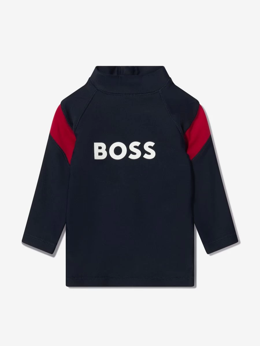 BOSS Baby Boys Navy UV Protection Swim Shirt - UPF 50+ Sun Safe Rash Guard Top