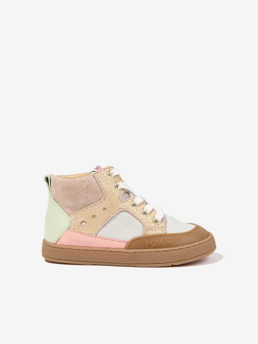 Pom D'Api Girls Multicolor High Top Mousse Bump Sneakers for Stylish Comfort