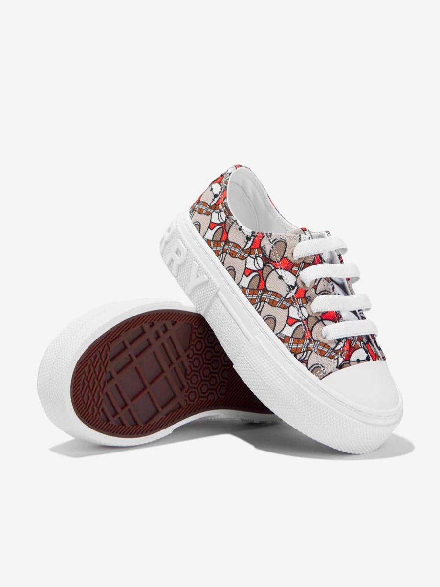 Burberry Kids Girls Beige Mini Jack Bear Sneakers Trainers