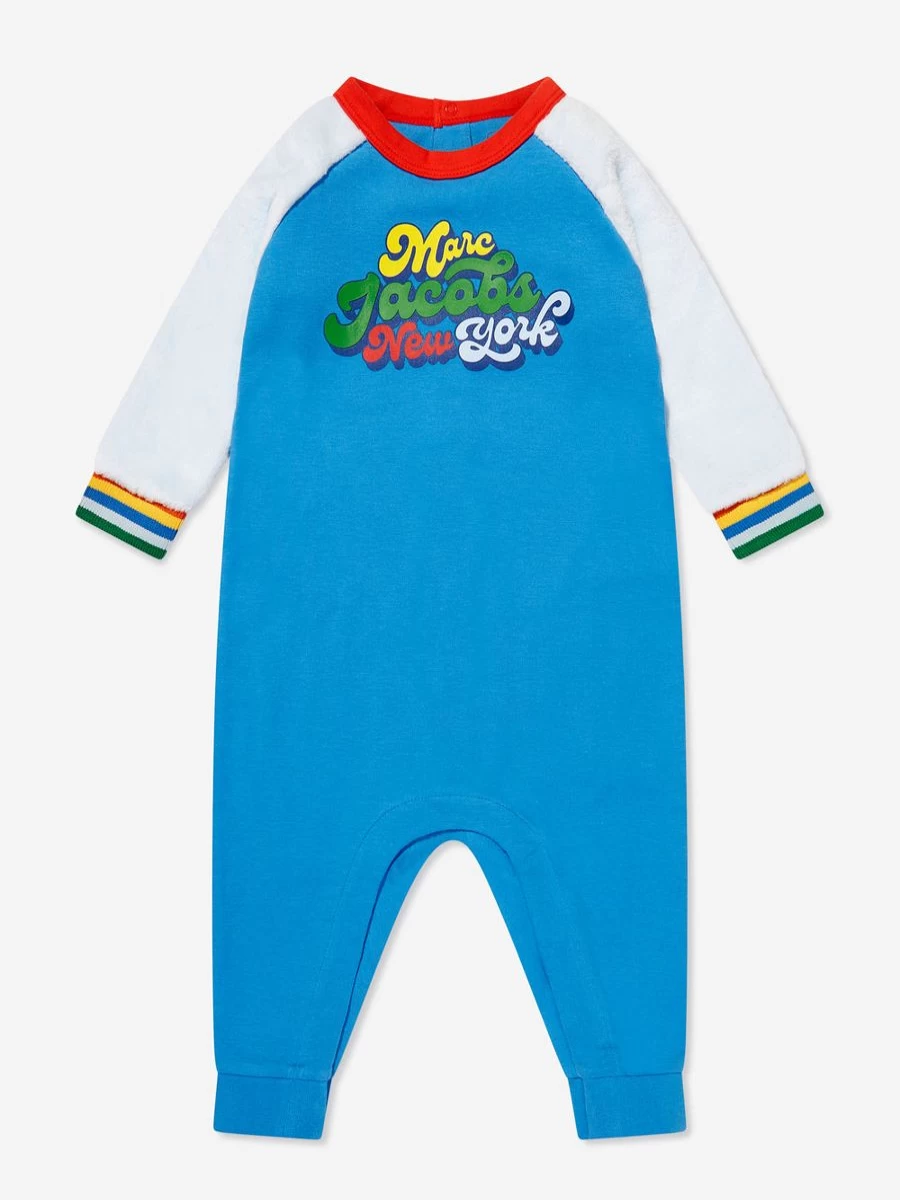 MARC JACOBS Baby Boys Blue Logo Romper - Soft Cotton Casual Jumpsuit for Infants