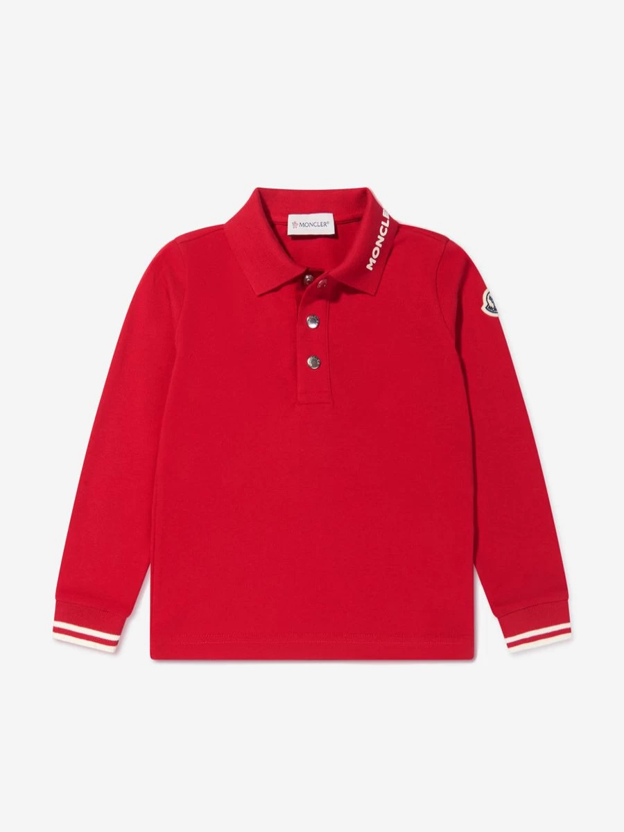 Moncler Enfant Boys' Long Sleeve Polo Shirt with Logo - Premium Kids' Fashion