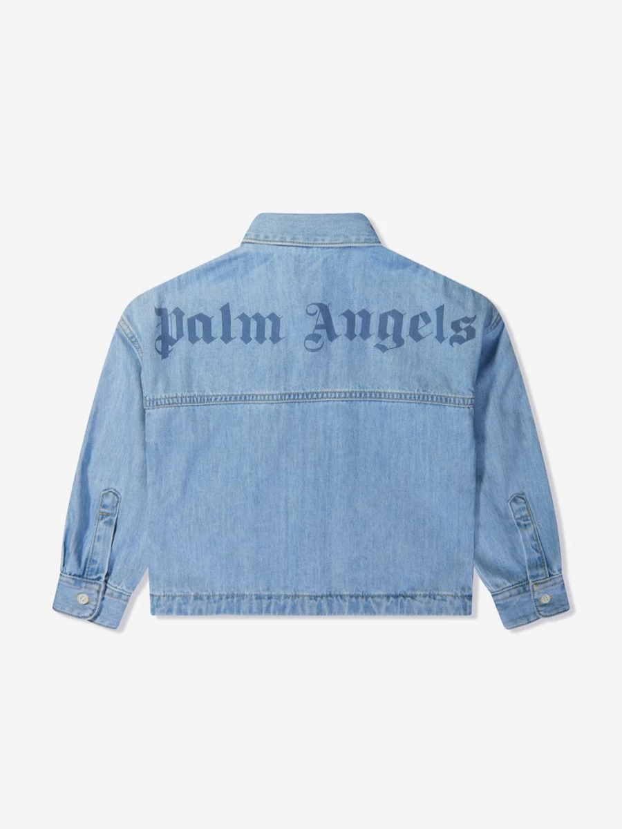Palm Angels Oversized Blue Chambray Shirt for Teen Boys - Track-Inspired Casual Wear