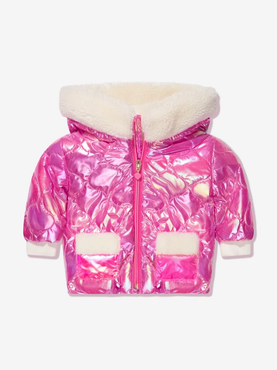 Billieblush Pink Bunny Puffer Jacket for Girls - Cute Winter Coat for Baby Girls