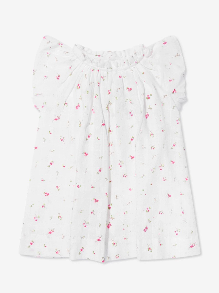 Bonpoint Girls Floral Cotton Dress - Elegant Flower Print Baby Dress