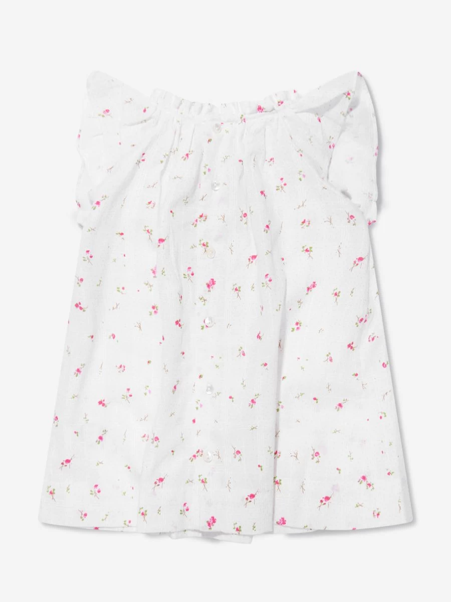 Bonpoint Girls Floral Cotton Dress - Elegant Flower Print Baby Dress
