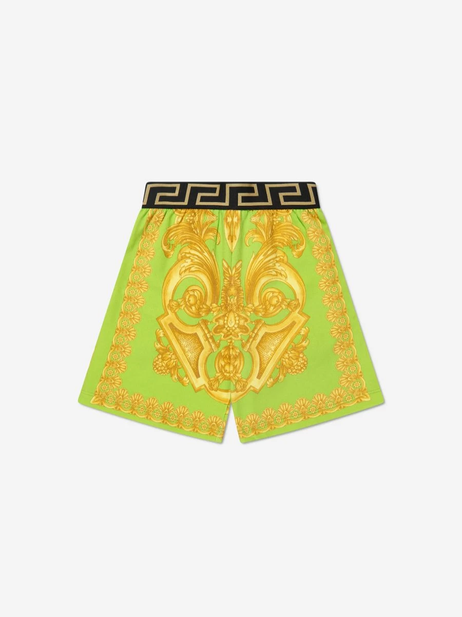 Versace Boys Lime Barocco Print Shorts
