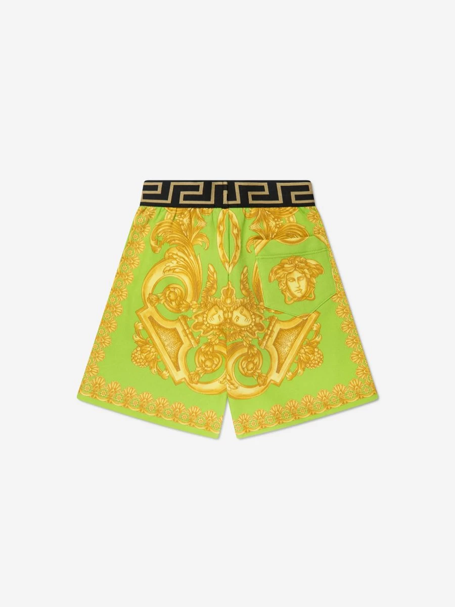 Versace Boys Lime Barocco Print Shorts