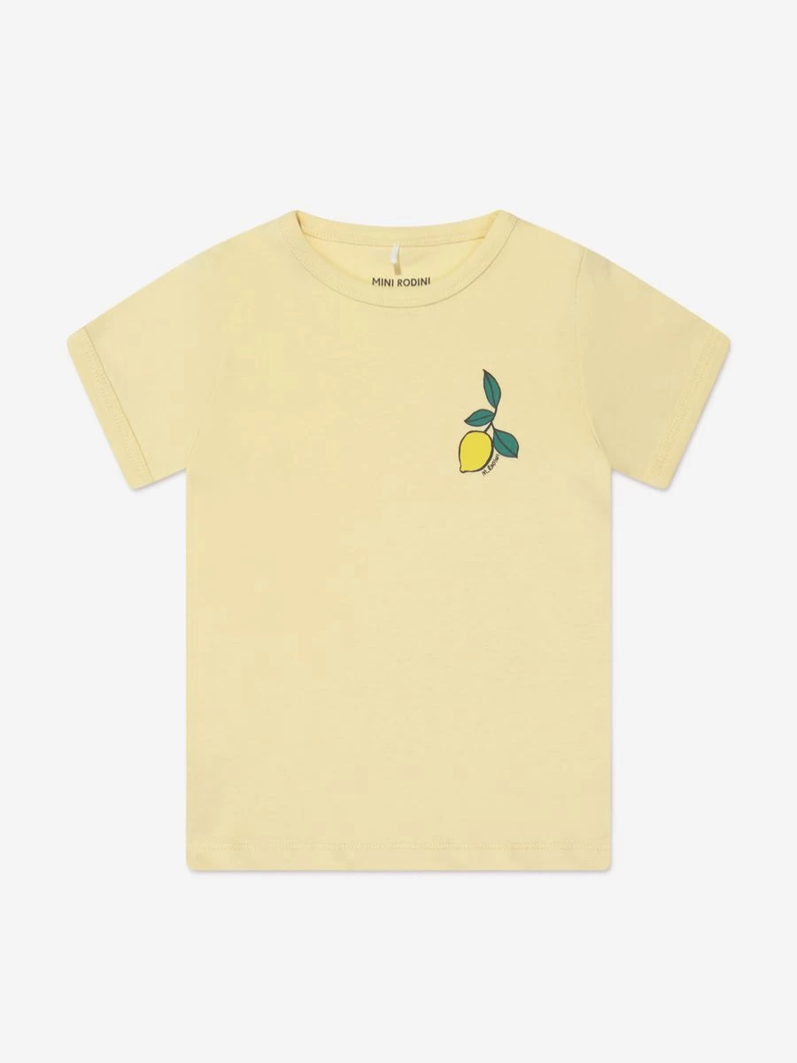 Mini Rodini Boys' Yellow Lemons Graphic T-Shirt for Kids
