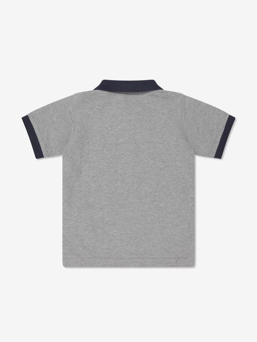 Moncler Enfant Boys' Grey Logo Embroidered Polo Shirt - Classic Cotton Casual Top