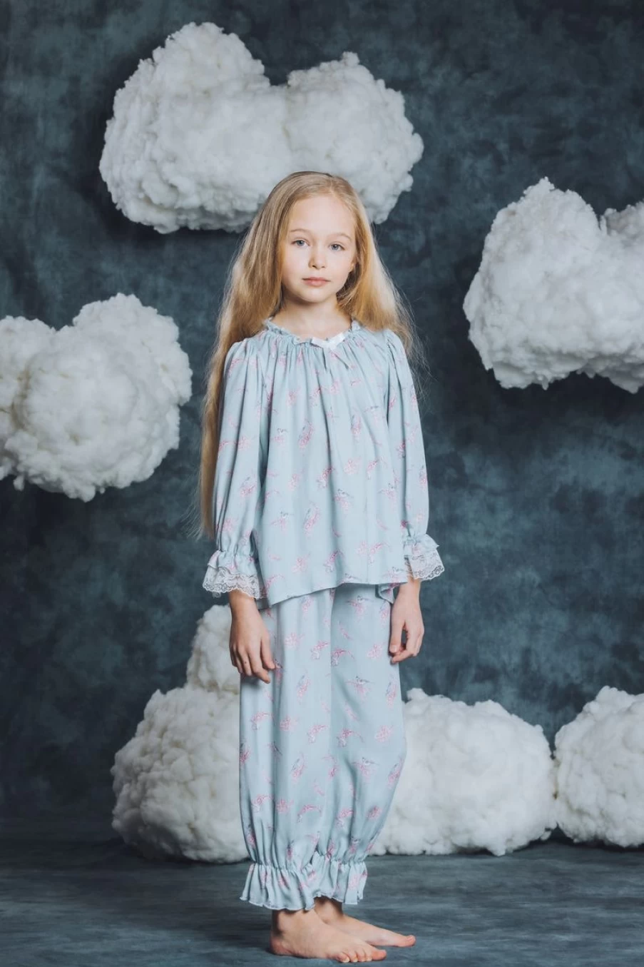 Amiki Girls Grace Blue Pyjama Set - Comfortable Children's Sleepwear