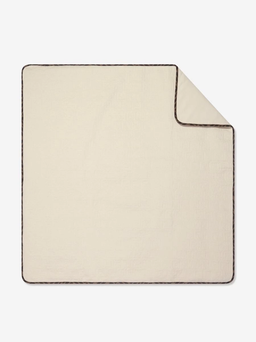 Fendi Kids Baby Logo Blanket - Soft Beige Luxury Throw for Infants