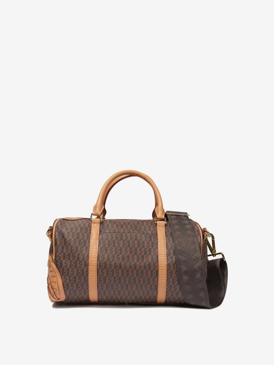 Sprayground Boys Mini Duffle Bag - Brown Infiniti Money Check Design for Kids