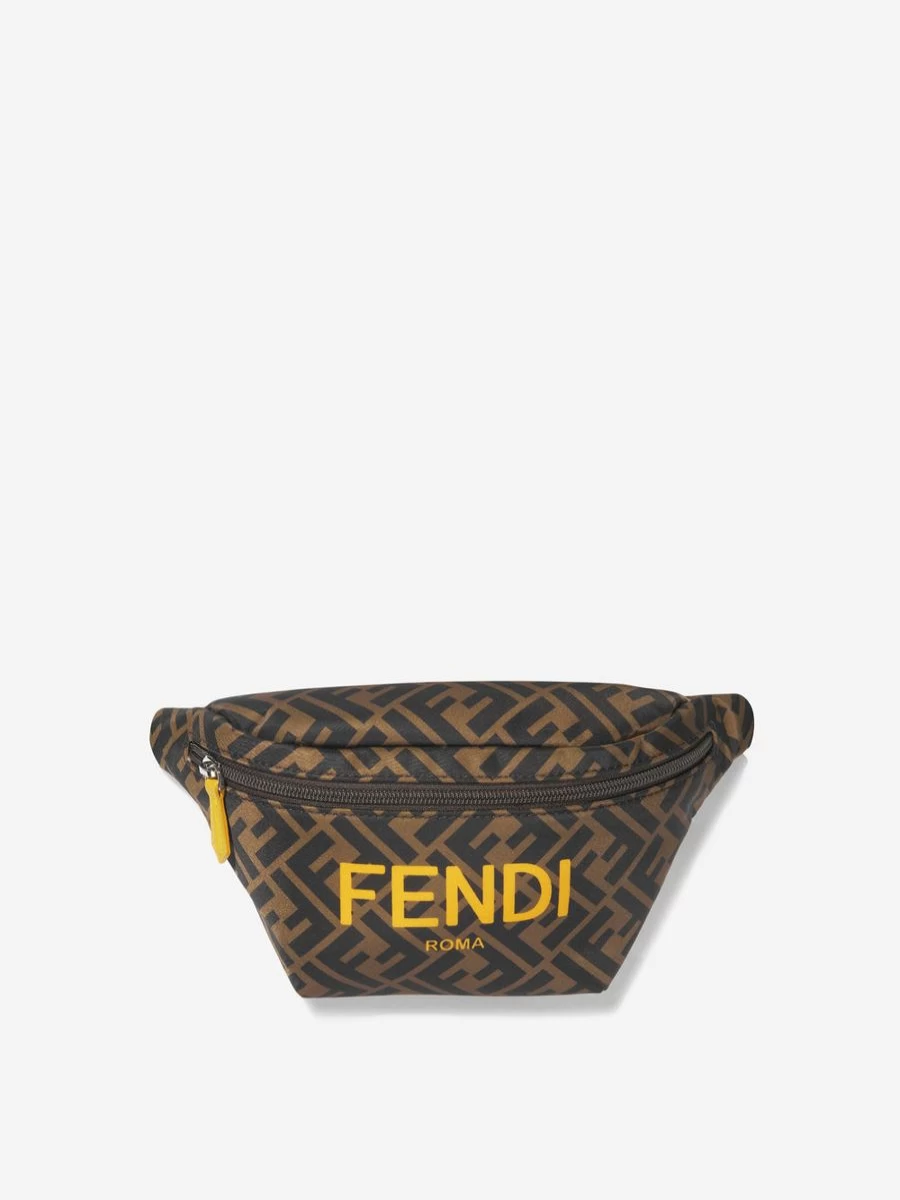 Fendi Kids Girls Brown FF Logo Belt Bag for Children