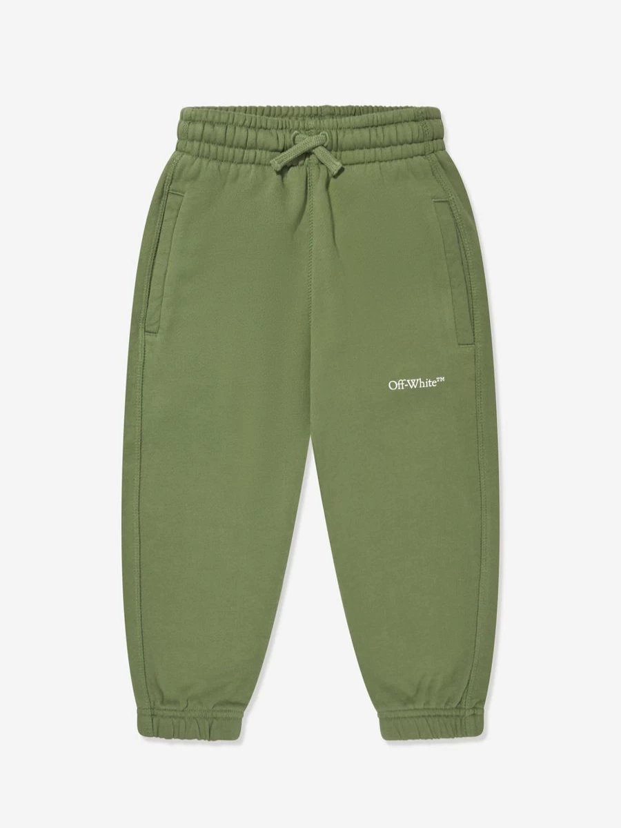 Off-White Teen Boys Green Bookish Diagonal Logo Joggers Pants