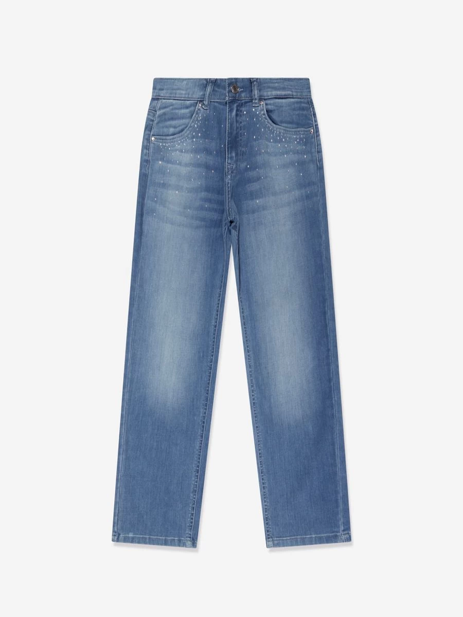 Guess Girls Blue Denim Straight Leg Jeans for Teens & Kids
