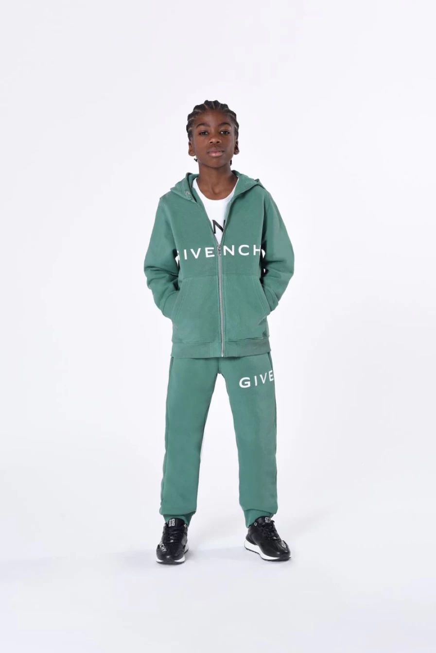 Givenchy Boys Green Logo Zip-Up Hoodie