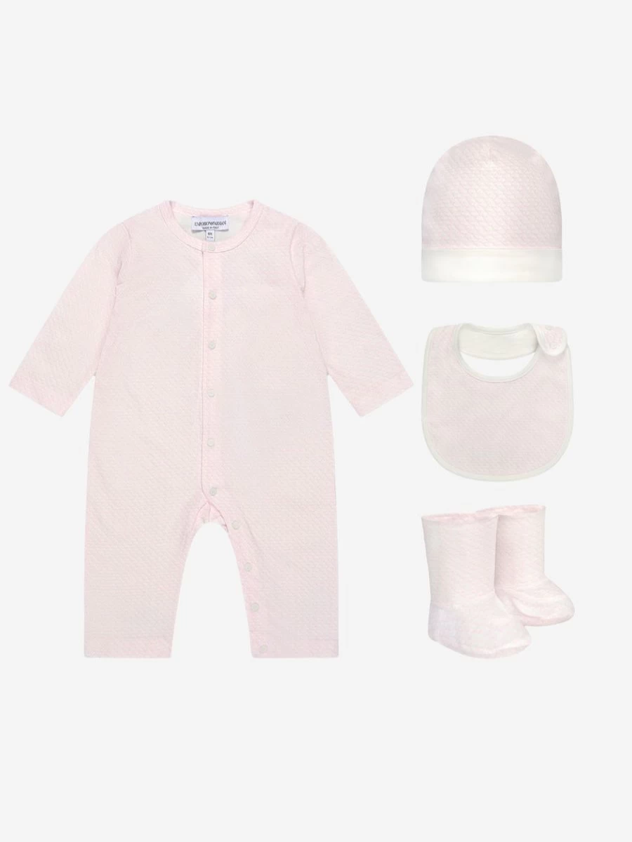 Emporio Armani Baby Girls 4-Piece Cotton Romper Gift Set | Stylish Outfit for Toddlers