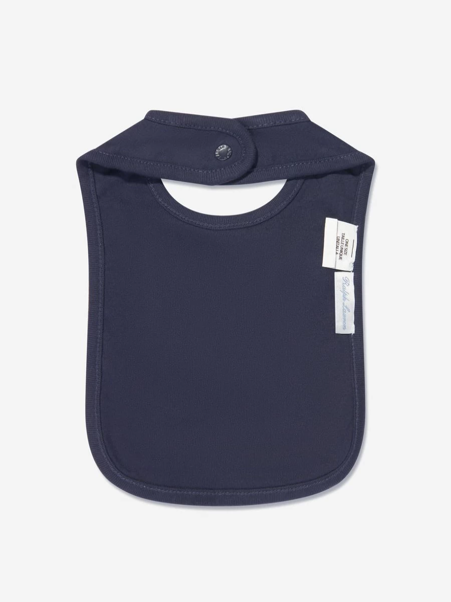 Ralph Lauren Kids Navy Blue Logo Embroidered Baby Boy Bib