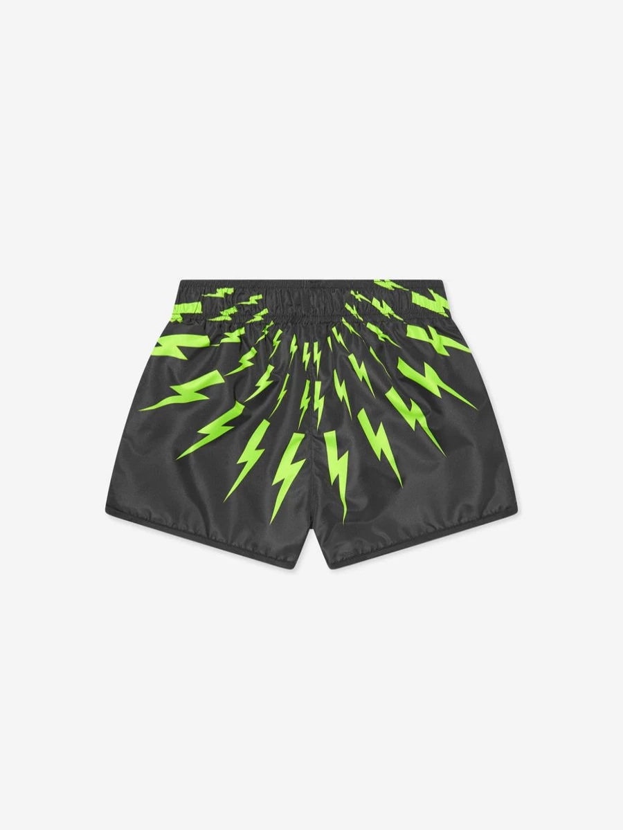 Neil Barrett Teen Boys' Black Thunderbolt Swim Shorts