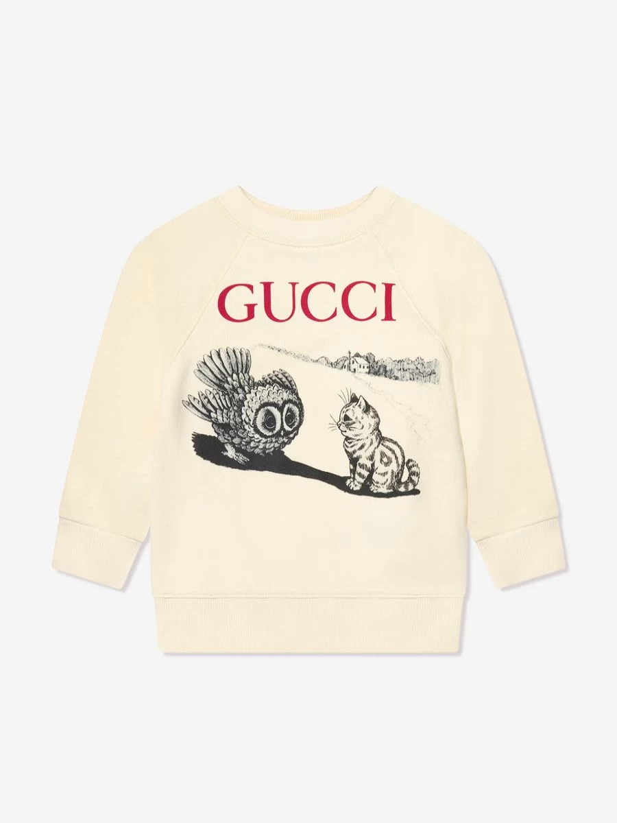 Gucci Kids Baby Cream Logo Print Sweatshirt - Soft Cotton Sweater for Infants