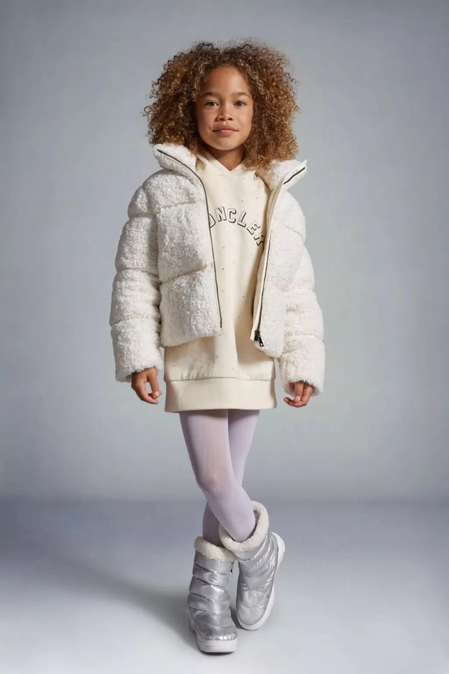 Moncler Enfant Teen Girls' White Down Padded Jacket - Warm Segura Coat for Winter